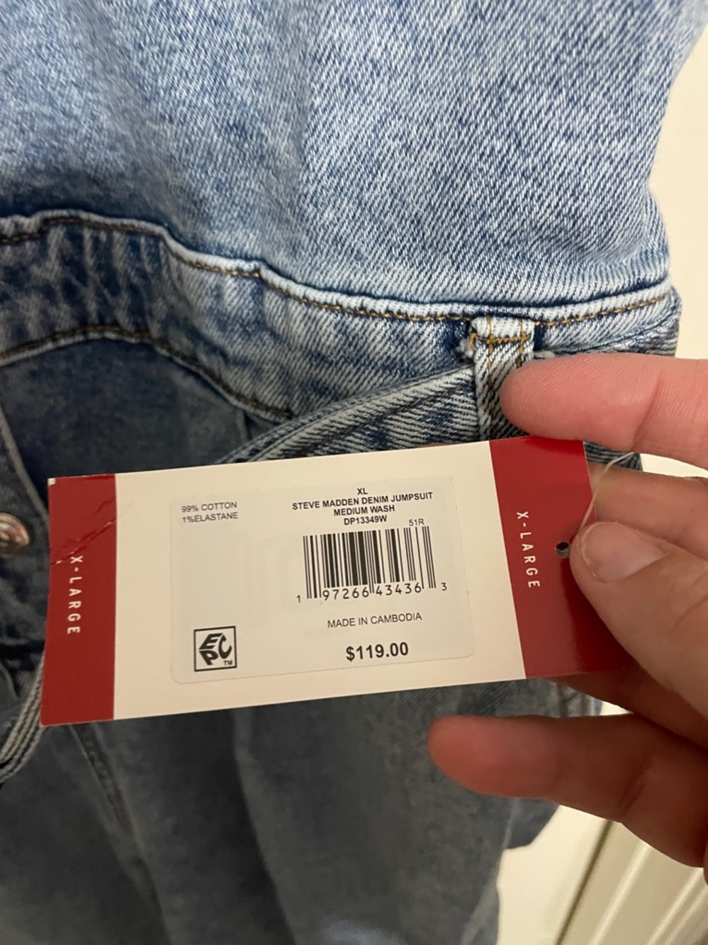 Steve Madden Light Blue Short-Sleeve Denim Jumpsuit - Picture 3 of 4